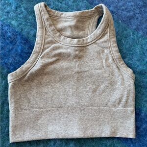 Alo Yoga Gray Ribbed Crop Tank